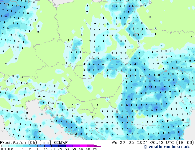 Precipitação (6h) ECMWF Qua 29.05.2024 12 UTC