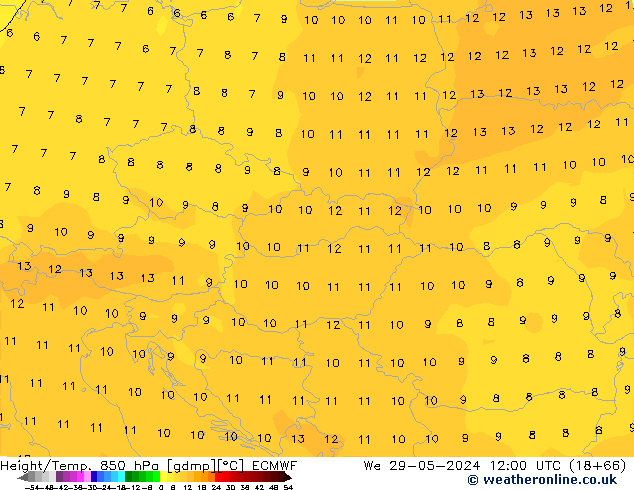 Z500/Rain (+SLP)/Z850 ECMWF We 29.05.2024 12 UTC