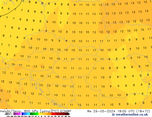 Z500/Rain (+SLP)/Z850 ECMWF Mi 29.05.2024 18 UTC