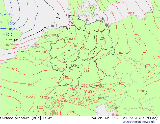 Surface pressure ECMWF Su 26.05.2024 21 UTC