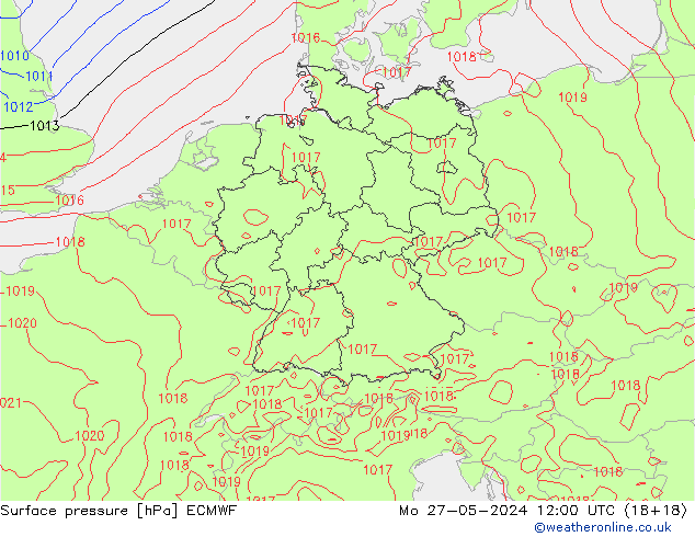 Pressione al suolo ECMWF lun 27.05.2024 12 UTC