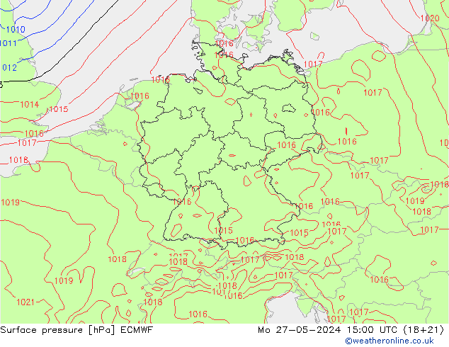 Bodendruck ECMWF Mo 27.05.2024 15 UTC