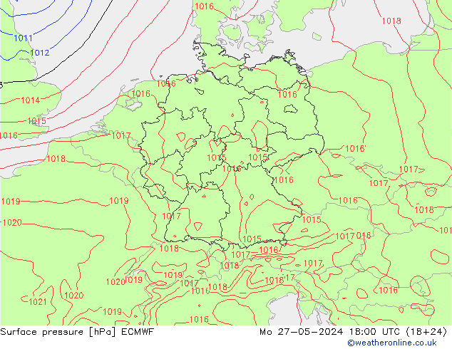 Luchtdruk (Grond) ECMWF ma 27.05.2024 18 UTC