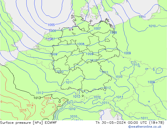 приземное давление ECMWF чт 30.05.2024 00 UTC