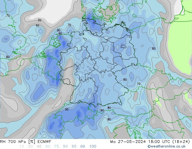 RH 700 hPa ECMWF Seg 27.05.2024 18 UTC