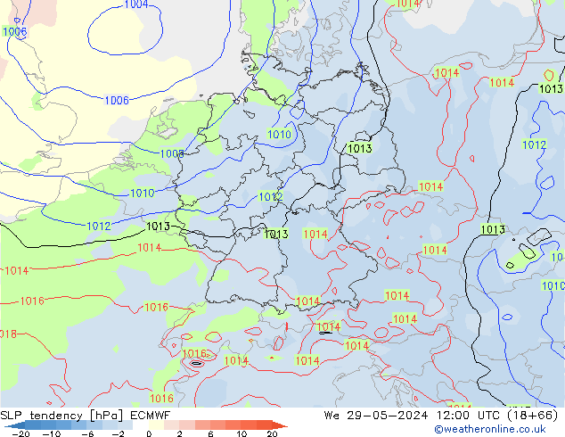 SLP tendency ECMWF We 29.05.2024 12 UTC