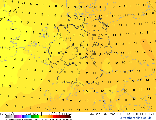 Z500/Rain (+SLP)/Z850 ECMWF 星期一 27.05.2024 06 UTC