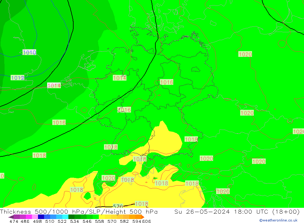 Thck 500-1000hPa ECMWF  26.05.2024 18 UTC