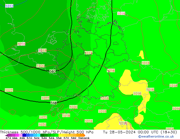 Thck 500-1000hPa ECMWF Tu 28.05.2024 00 UTC