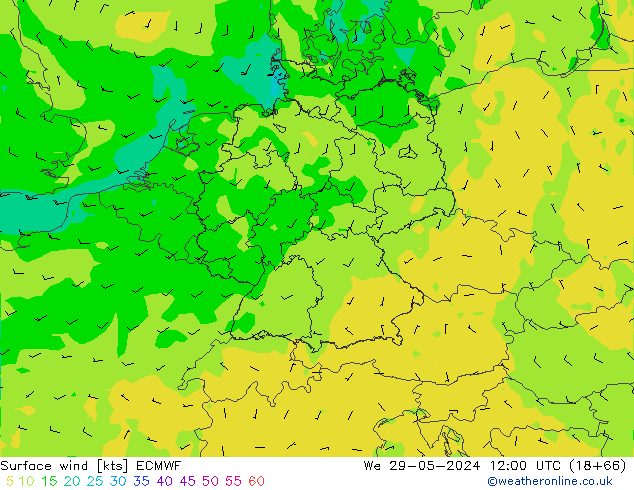 Rüzgar 10 m ECMWF Çar 29.05.2024 12 UTC