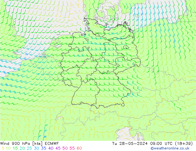 Wind 900 hPa ECMWF Tu 28.05.2024 09 UTC