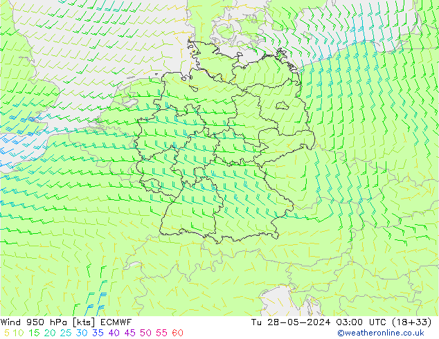 Vent 950 hPa ECMWF mar 28.05.2024 03 UTC