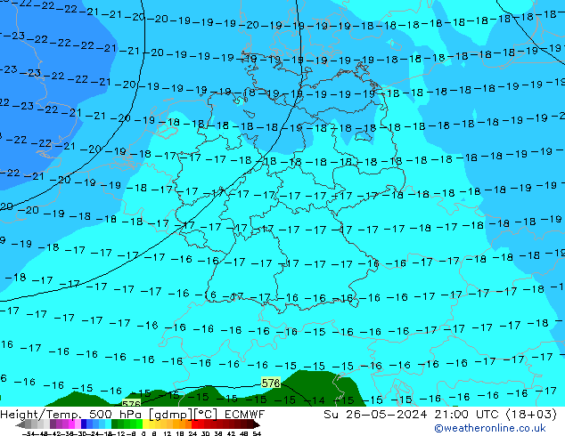 Height/Temp. 500 hPa ECMWF Su 26.05.2024 21 UTC