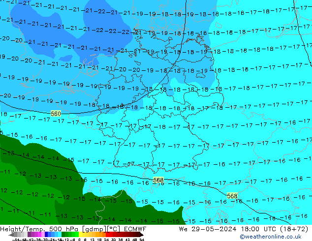 Géop./Temp. 500 hPa ECMWF mer 29.05.2024 18 UTC