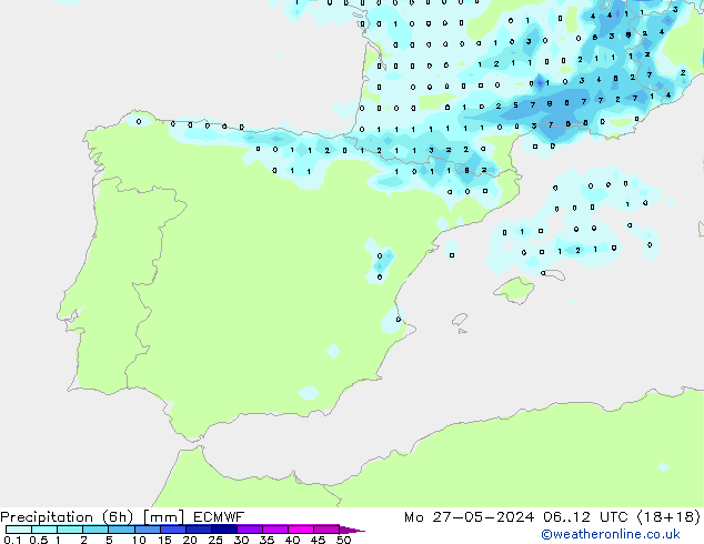 Z500/Rain (+SLP)/Z850 ECMWF Mo 27.05.2024 12 UTC