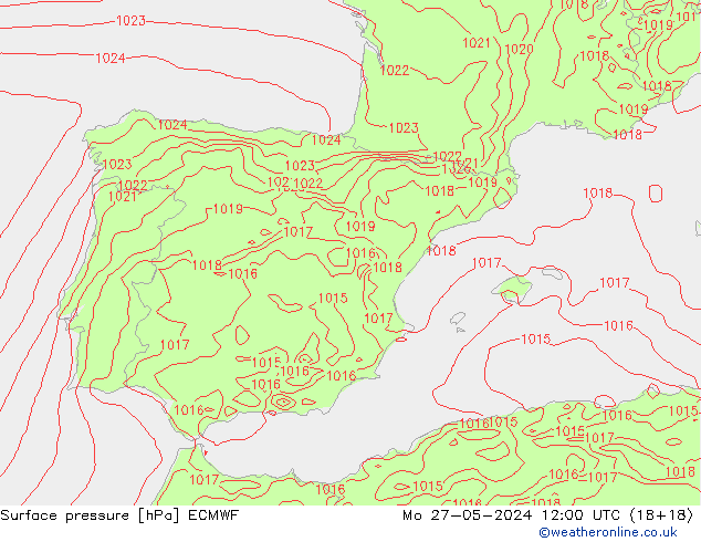 приземное давление ECMWF пн 27.05.2024 12 UTC