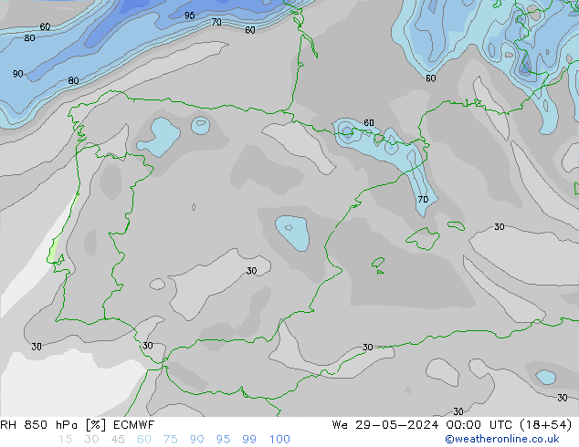 RV 850 hPa ECMWF wo 29.05.2024 00 UTC