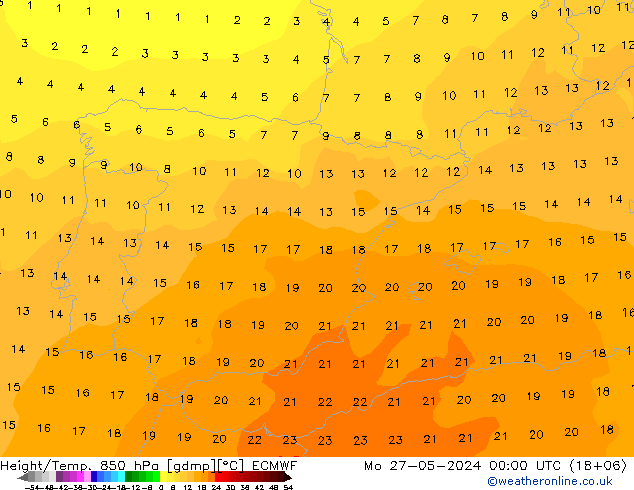Z500/Rain (+SLP)/Z850 ECMWF lun 27.05.2024 00 UTC