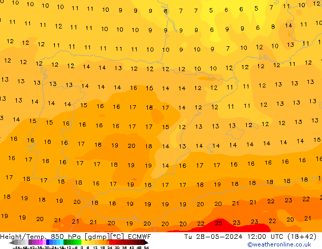 Z500/Yağmur (+YB)/Z850 ECMWF Sa 28.05.2024 12 UTC