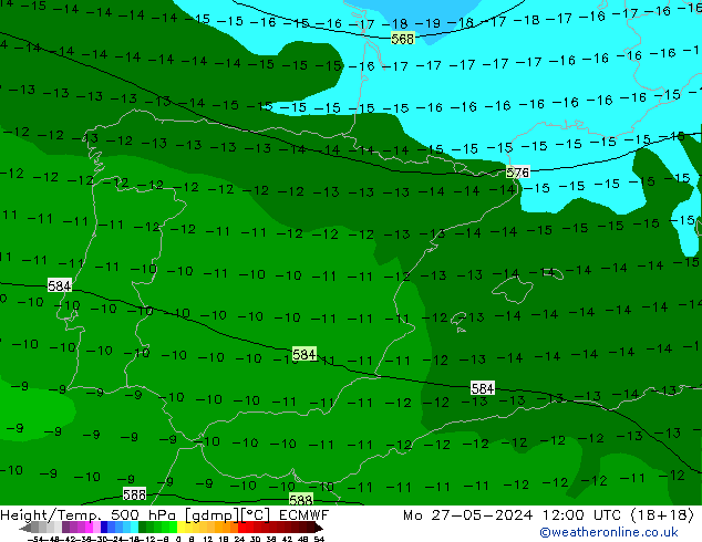 Z500/Rain (+SLP)/Z850 ECMWF Mo 27.05.2024 12 UTC