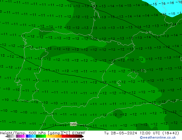 Z500/Yağmur (+YB)/Z850 ECMWF Sa 28.05.2024 12 UTC