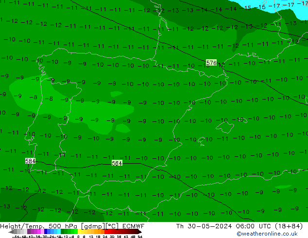 Z500/Rain (+SLP)/Z850 ECMWF  30.05.2024 06 UTC