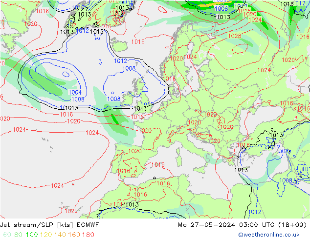 Polarjet/Bodendruck ECMWF Mo 27.05.2024 03 UTC