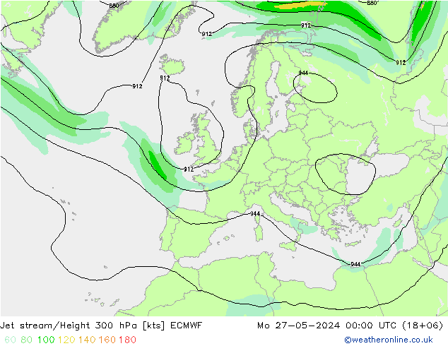 Corrente a getto ECMWF lun 27.05.2024 00 UTC