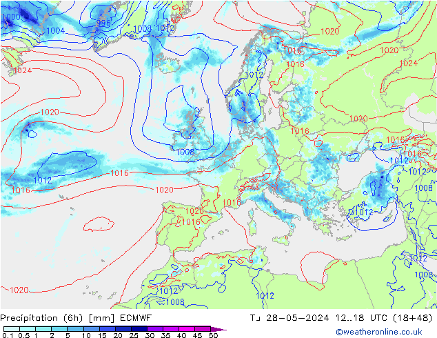 Z500/Rain (+SLP)/Z850 ECMWF Di 28.05.2024 18 UTC