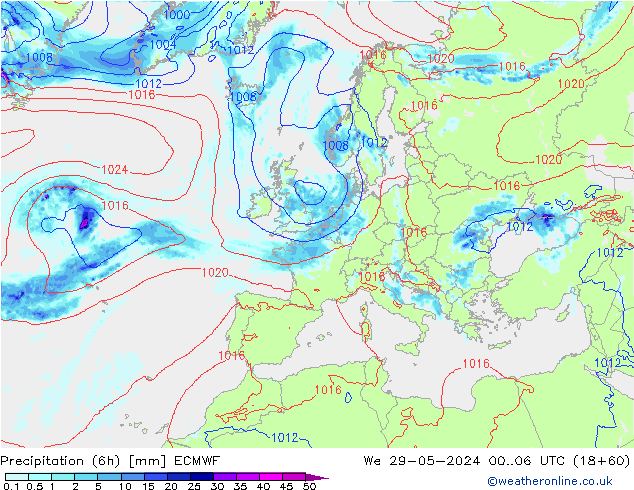 Z500/Rain (+SLP)/Z850 ECMWF Mi 29.05.2024 06 UTC