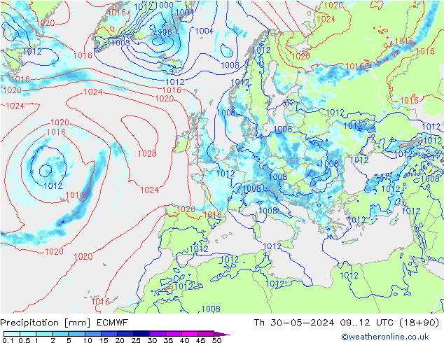 Precipitazione ECMWF gio 30.05.2024 12 UTC