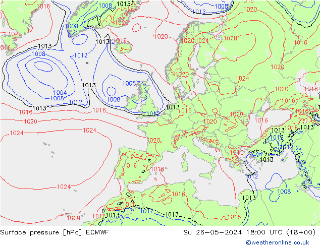 地面气压 ECMWF 星期日 26.05.2024 18 UTC