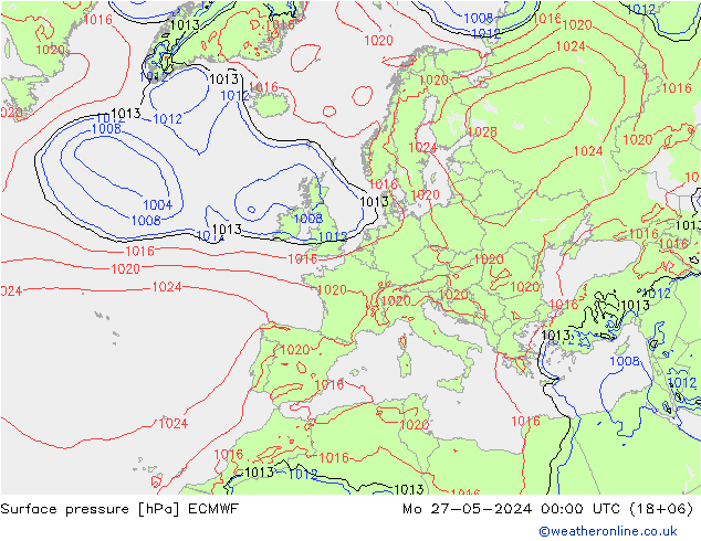 Bodendruck ECMWF Mo 27.05.2024 00 UTC