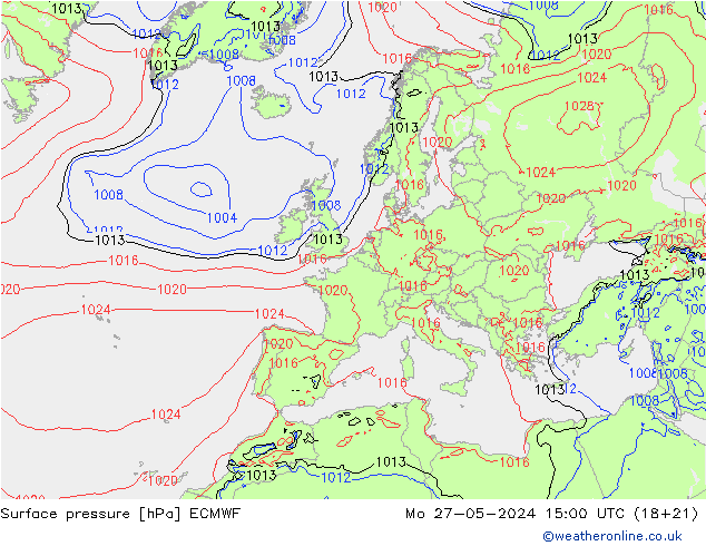 pressão do solo ECMWF Seg 27.05.2024 15 UTC