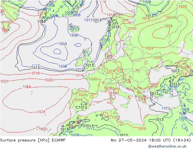 Bodendruck ECMWF Mo 27.05.2024 18 UTC