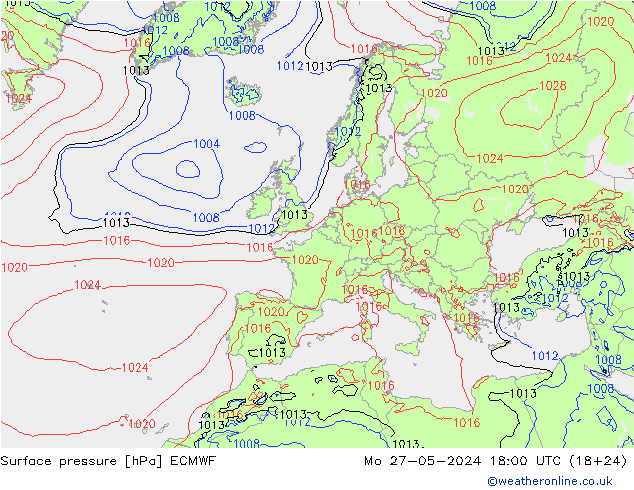 pressão do solo ECMWF Seg 27.05.2024 18 UTC