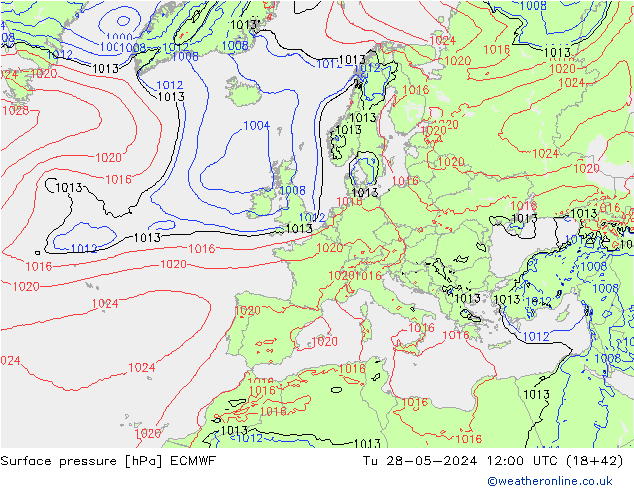 Pressione al suolo ECMWF mar 28.05.2024 12 UTC