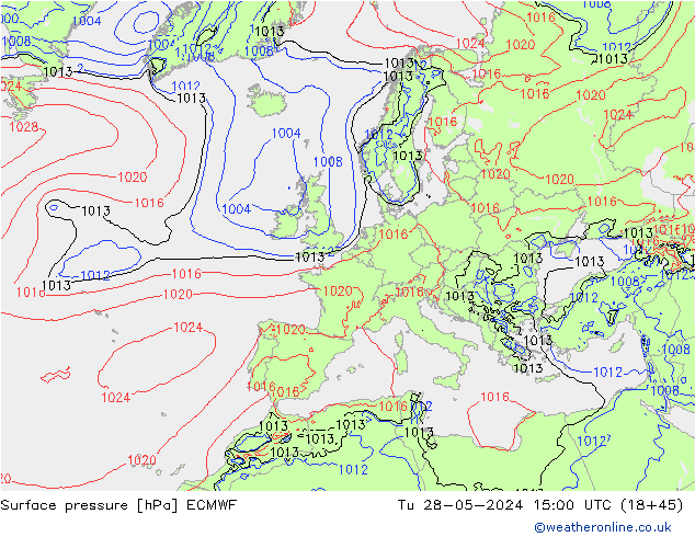 приземное давление ECMWF вт 28.05.2024 15 UTC