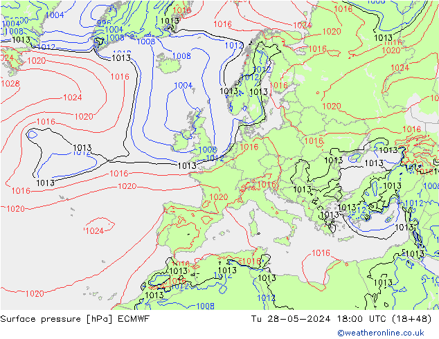 Yer basıncı ECMWF Sa 28.05.2024 18 UTC