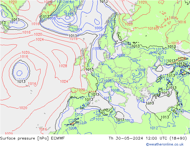 Yer basıncı ECMWF Per 30.05.2024 12 UTC