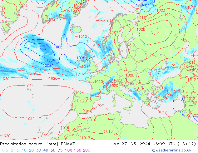 Precipitation accum. ECMWF Po 27.05.2024 06 UTC