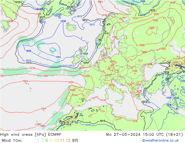 High wind areas ECMWF Po 27.05.2024 15 UTC