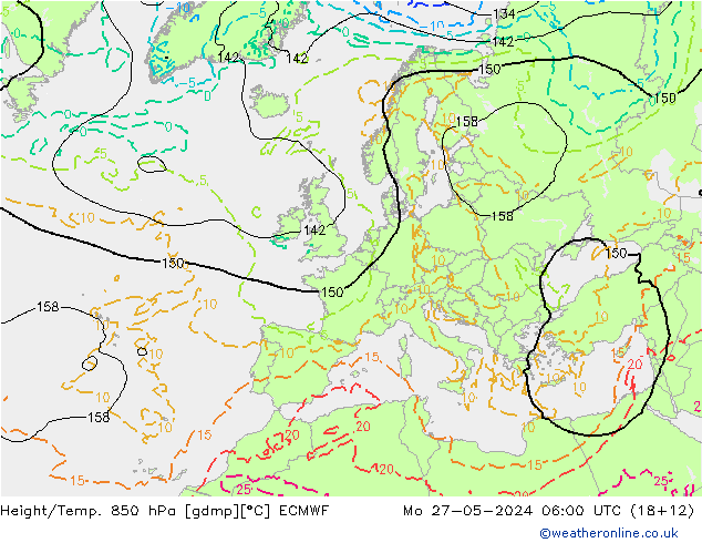 Height/Temp. 850 гПа ECMWF пн 27.05.2024 06 UTC