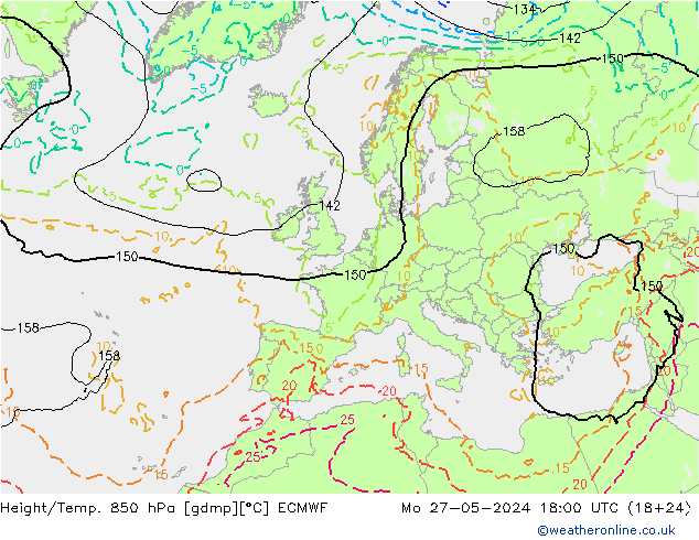 Height/Temp. 850 hPa ECMWF lun 27.05.2024 18 UTC