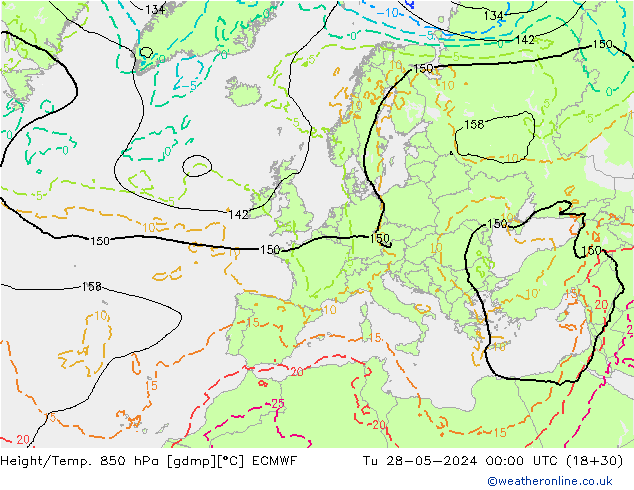 Z500/Rain (+SLP)/Z850 ECMWF вт 28.05.2024 00 UTC