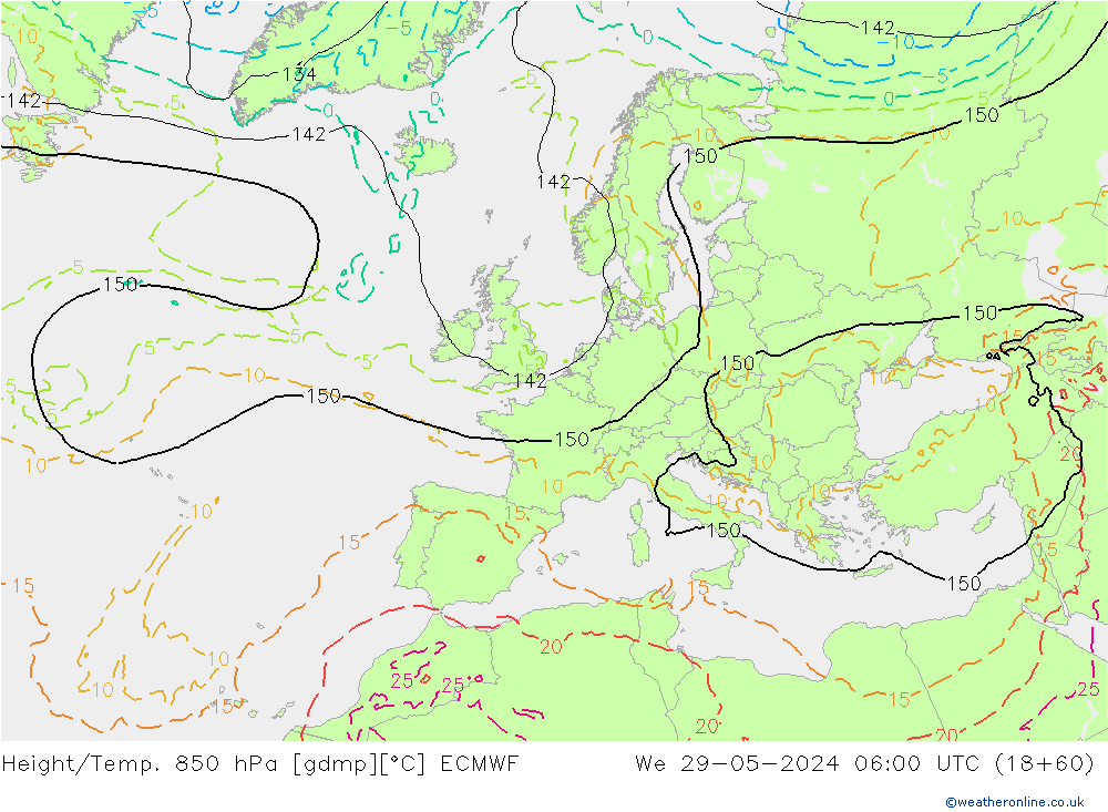 Z500/Rain (+SLP)/Z850 ECMWF We 29.05.2024 06 UTC