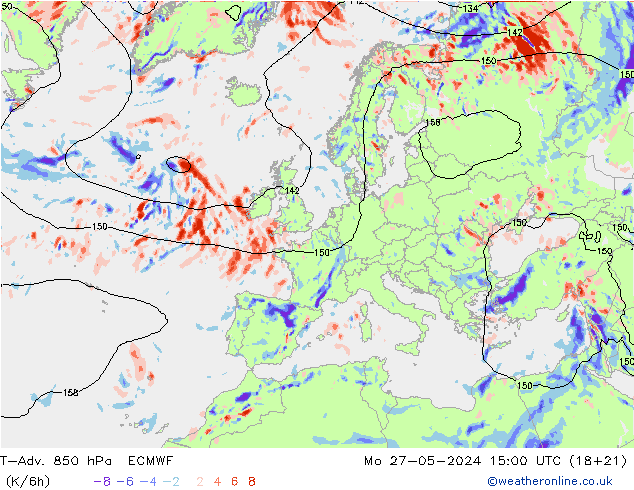 T-Adv. 850 hPa ECMWF lun 27.05.2024 15 UTC