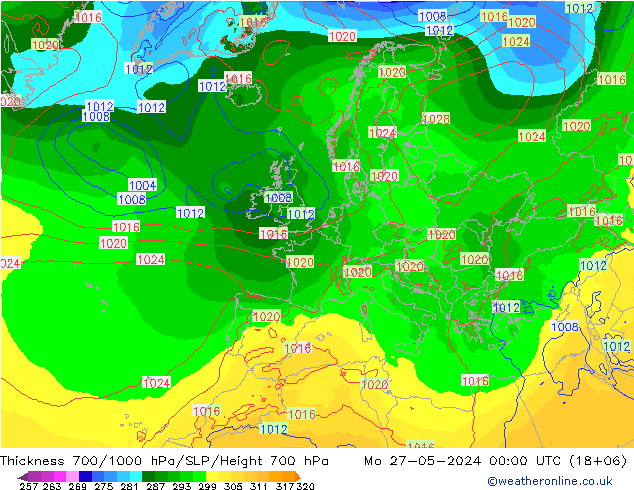 Thck 700-1000 hPa ECMWF Po 27.05.2024 00 UTC