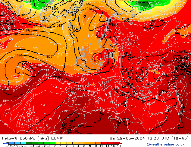 Theta-W 850hPa ECMWF  29.05.2024 12 UTC