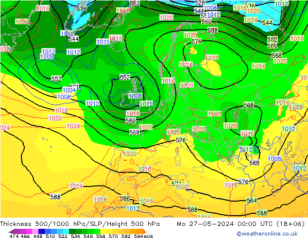 Thck 500-1000hPa ECMWF lun 27.05.2024 00 UTC